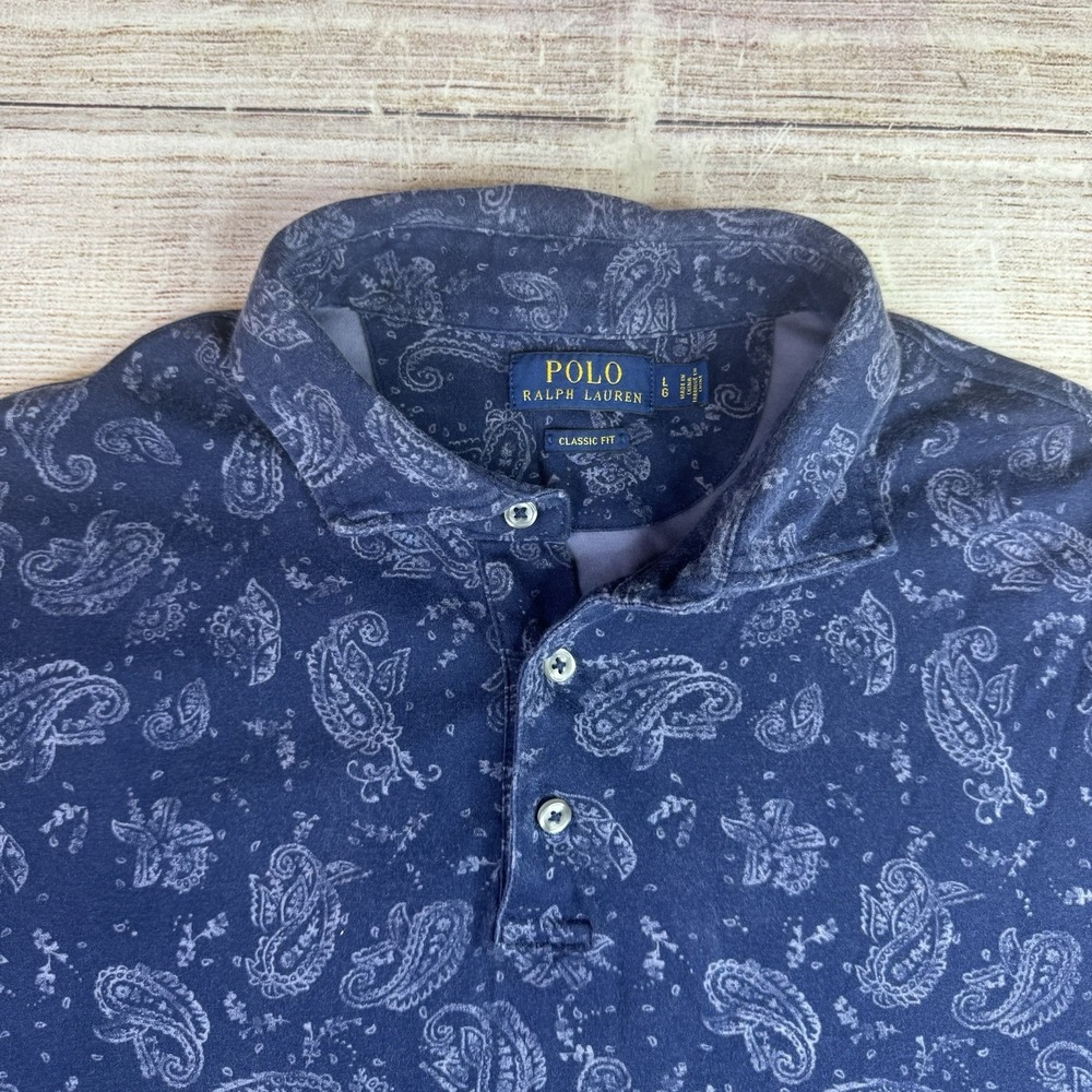 Polo‎ Ralph Lauren Mens Polo XL Classic Fit Soft Cotton Navy Paisley Preppy